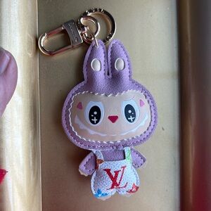 Upcycled designer inspired labubu Keychain, NEW! Color is like purple-mauve